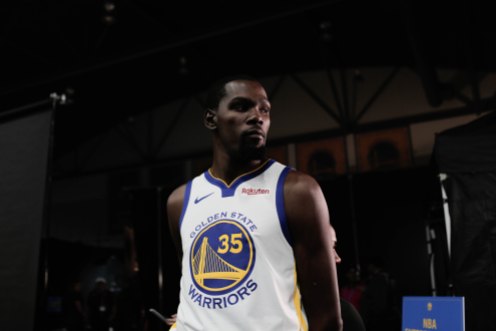 Kevin Durant during Golden State Warriors Media Day in Oakland, Calif., on Monday, Sep. 24, 2018. (Randy Vazquez/Bay Area News Group)