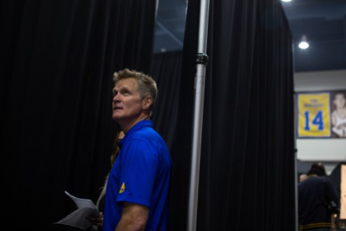 Head coach Steve Kerr before a press conference during Golden State Warriors Media Day in Oakland, Calif., on Monday, Sep. 24, 2018. (Randy Vazquez/Bay Area News Group)