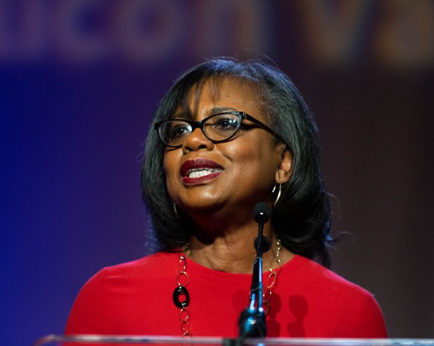 Anita Hill speaks at the YWCA Silicon Valley Inspire Luncheon at the Santa Clara Convention Center in Santa Clara, Calif., on Tuesday, Oct. 30, 2018. (Randy Vazquez/Bay Area News Group)